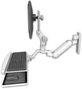 AccessMount™ Inverted Ultra 180 Arm with Paralink monitor mount wall mount and a wrist-rest keyboard tray