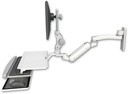 AccessMount™ Inverted Ultra 180 Arm with Paralink monitor mount wall mount, a work surface tray and slide-out keyboard tray, and an 11" arm