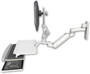 AccessMount™ Inverted Ultra 180 Arm with Paralink monitor mount wall mount, a work surface tray and slide-out keyboard tray, and an 6" arm