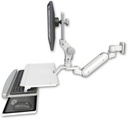 AccessMount™ Inverted Ultra 180 Arm with Paralink monitor mount 3.5" wall mount and a work surface tray and slide-out keyboard tray