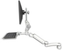 AccessMount™ Ultra 180 Arm with Paralink monitor mount desk mount, a 1" riser, a 12" keyboard tray, and an 11" arm
