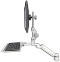 AccessMount™ Ultra 180 Arm with Paralink monitor mount desk mount, a 1" riser, and a 12" keyboard tray