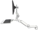 AccessMount™ Ultra 180 Arm with Paralink monitor mount desk mount, a 1" riser, a 12" flat keyboard tray, and an 11" arm