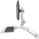 AccessMount™ Ultra 180 Arm with Paralink monitor mount desk mount, a 1" riser, and a 12" flat keyboard tray