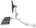 AccessMount™ Ultra 180 Arm with Paralink monitor mount desk mount, a 1" riser, a wrist-rest keyboard tray, and an 11" arm