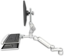 AccessMount™ Ultra 180 Arm with Paralink monitor mount desk mount, a 1" riser, a wrist-rest keyboard tray, and an 6" arm