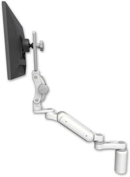 AccessMount™ Ultra 180 Arm with Paralink monitor mount desk mount, a 5" riser, and an 6" arm