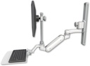 AccessMount™ Inverted Ultra 180 Heavy Duty Arm with EV710 monitor mount mount on a 19" wall track slider, a 12" flat keyboard tray, and an 6" arm