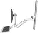 AccessMount™ Inverted Ultra 180 Heavy Duty Arm with EV710 monitor mount mount on a 36" wall track slider, a 12" keyboard tray, and an 11" arm