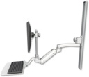 AccessMount™ Inverted Ultra 180 Heavy Duty Arm with EV710 monitor mount mount on a 36" wall track slider, a 12" flat keyboard tray, and an 11" arm