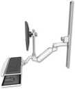 AccessMount™ Inverted Ultra 180 Heavy Duty Arm with EV710 monitor mount mount on a 36" wall track slider, a wrist-rest keyboard tray, and an 6" arm