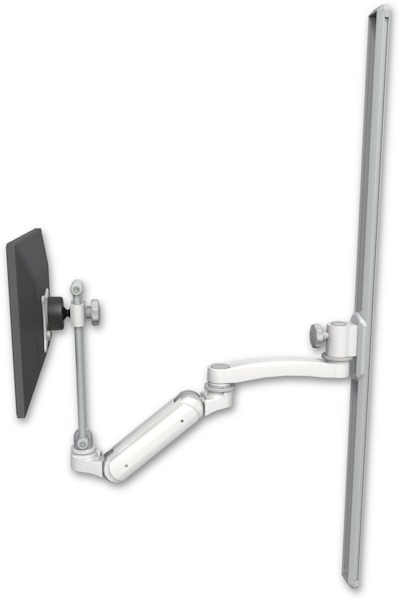 AccessMount™ Inverted Ultra 180 Heavy Duty Arm with EV710 monitor mount mount on a 50" wall track slider and an 11" arm