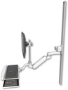 AccessMount™ Inverted Ultra 180 Heavy Duty Arm with EV710 monitor mount mount on a 50" wall track slider, a wrist-rest keyboard tray, and an 6" arm