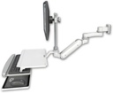 AccessMount™ Inverted Ultra 180 Heavy Duty Arm with EV710 monitor mount 3.5" wall mount, a work surface tray and slide-out keyboard tray, and an 6" arm