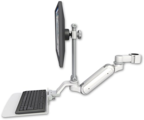 AccessMount™ Inverted Ultra 180 Arm with EV710 monitor mount mount for a 1.75" pole and a 12" flat keyboard tray