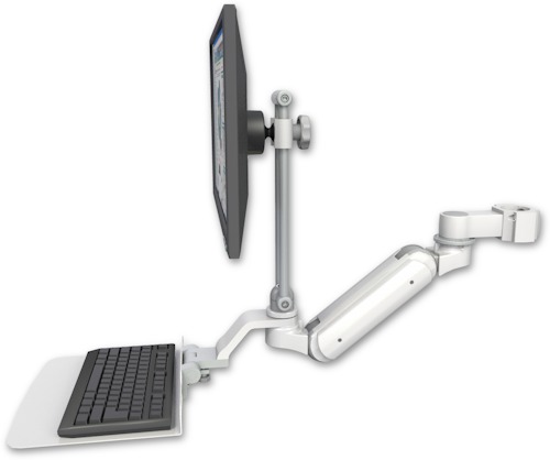 AccessMount™ Inverted Ultra 180 Arm with EV710 monitor mount mount for a 2" pole and a 12" flat keyboard tray