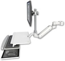 AccessMount™ Inverted Ultra 180 Arm with EV710 monitor mount mount for a 2" pole and a work surface tray and slide-out keyboard tray