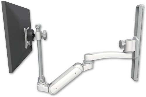 AccessMount™ Inverted Ultra 180 Arm with EV710 monitor mount mount on a 19" wall track slider and an 11" arm
