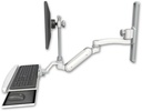 AccessMount™ Inverted Ultra 180 Arm with EV710 monitor mount mount on a 19" wall track slider, a wrist-rest keyboard tray, and an 11" arm