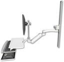 AccessMount™ Inverted Ultra 180 Arm with EV710 monitor mount mount on a 36" wall track slider, a work surface tray and slide-out keyboard tray, and an 11" arm