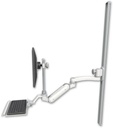 AccessMount™ Inverted Ultra 180 Arm with EV710 monitor mount mount on a 50" wall track slider, a 12" keyboard tray, and an 11" arm