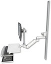 AccessMount™ Inverted Ultra 180 Arm with EV710 monitor mount mount on a 50" wall track slider, a work surface tray and slide-out keyboard tray, and an 6" arm