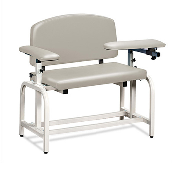 Lab X series, extra wide blood draw chair with one straight arm/one flip arm