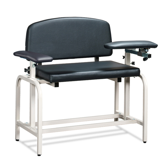 Lab X series, extra wide and extra tall blood draw chair w/one straight arm, one flip arm
