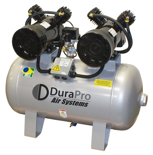 [PDA-2] DuraPro Dental Dual 2-HP (4-6 User) Direct Drive Oil-less Air Compressor