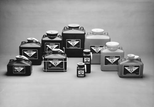 [178] Medegen Sharps-Tainers™, Tamper-Proof Locking Cap, One-Way Safety Insert, Tall Tray Size w