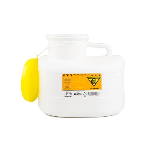 [931W] Medegen Chemotherapy Sharps Container, 2½ Gallon