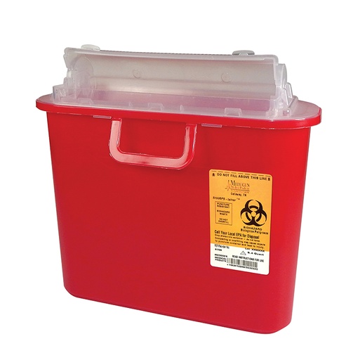 [8708] Medegen Sharps-Tainers™, 5.4Qt Red, Locking Lid, 10.5"W x 3.5"D x 10.5"H