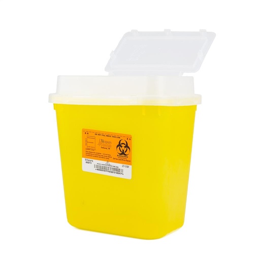 [8707TY] Medegen Stackable Sharps Container, Polypropylene, 10" x 12¼" x 7", Biohazard Symbol, Tra