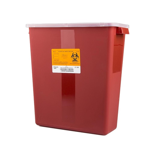 [8710] Medegen Stackable Sharps Container, 3 Gallon Red/ Black, Large Tortuous Path Lid