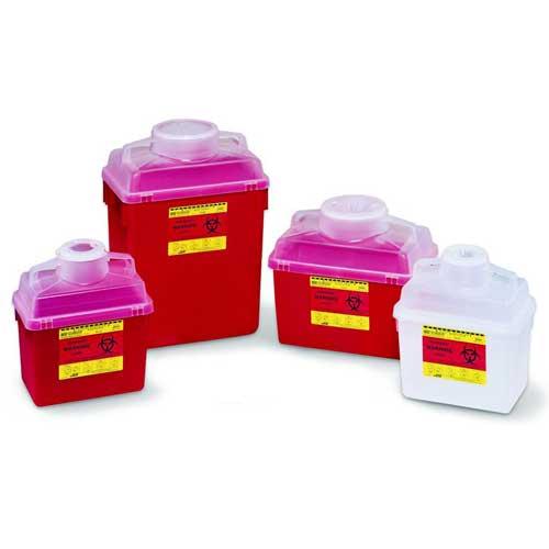 [305343] BD Multi-Use Nestable Sharps Collector, 8 Qt, Clear Top, Open Cap, Red