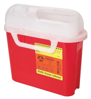 [305425] BD Patient Room Sharps Collector, 5.4 Qt, Side Entry, Counter Balanced Door, Pearl