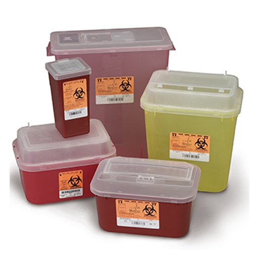 [186S] Medegen Sharps-Tainers™, Large Wide Opening, Locking Cap, 12" x 9" x 11", 12 Qt, Transluce