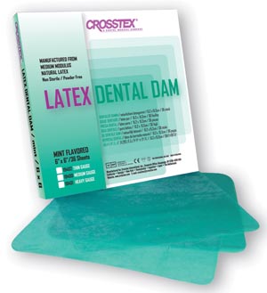 [19402] Crosstex Dental Dam, Thin, Green, 6" x 6", Mint, 36 sheets/bx