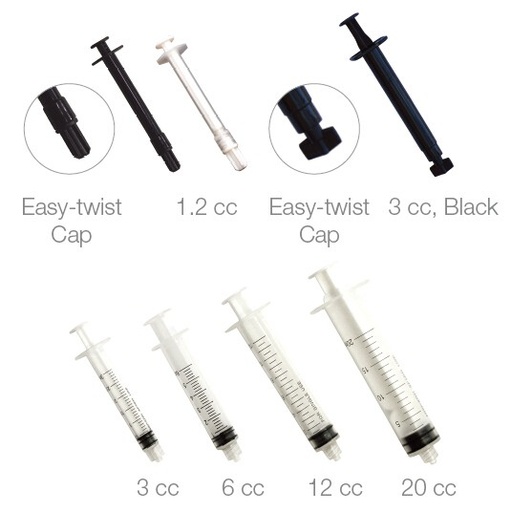 [310B] Pac-Dent Luer-Lock Irrigation Syringes 1.2cc, Black, 100 pack