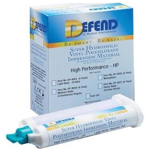 [VP-9008] Mydent Vinyl Polysiloxane Impression Material, Light Body Fast Set. 4x50 mL crtg/bx, 10 bx/cs