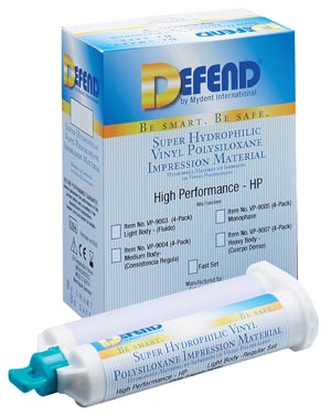 [VP-9003] Mydent Vinyl Polysiloxane Impression Material, Light Body Regular Set. 4x50 mL crtg/bx, 10 bx/cs