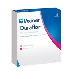 [1011-BG32] Medicom Duraflor 5% Sodium Fluoride Varnish, Bubble Gum, 0.25mL Unit Dose, 32/bx