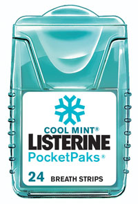 [43365] J&J Listerine® Pocket Packs® Breath Strips, Cool Mint, 24/pk, 6 pk/cs
