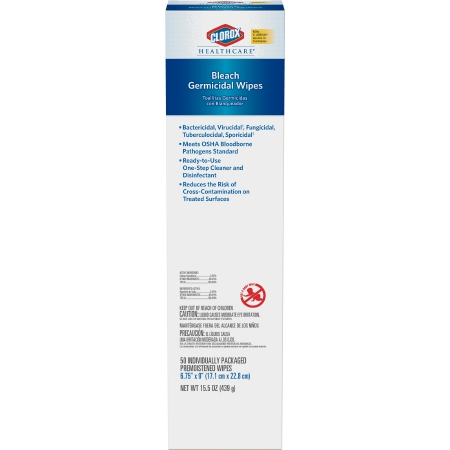 [31424] Healthlink-Clorox Clorox Healthcare® Wipes, Bleach Germicidal, 6.75 x 9, 50/can
