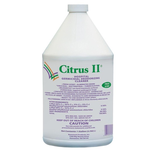 [633772617] Beaumont Citrus II Germicidal Deodorizing Cleaner, Lavender Scent, Gallon Refill