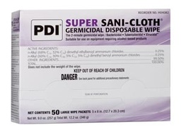[H04082] PDI Super Sani-Cloth® Germicidal Disposable Wipe, Large, Individual, Boxed, 5&quot; x 8&quot;, 50/bx