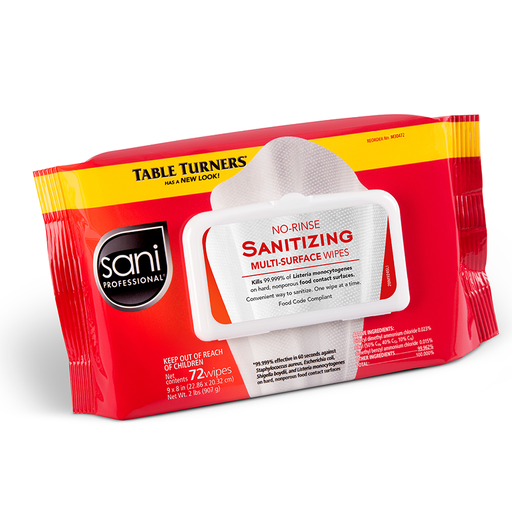 [M30472] PDI Sani-Wipe™ Non-Rinse Food Contact Hard-Surface Sanitizing Wipes, 9" x 8", Softpack