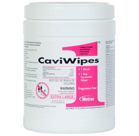 [13-9100] Metrex Caviwipes1™ Bleach, 6" x 10.5", 90 singles/ctn