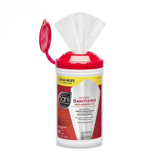 [P66784] PDI Sani-Wipe™ Non-Rinse Food Contact Hard-Surface Sanitizing Wipes, 7.75" x 5", 175/can