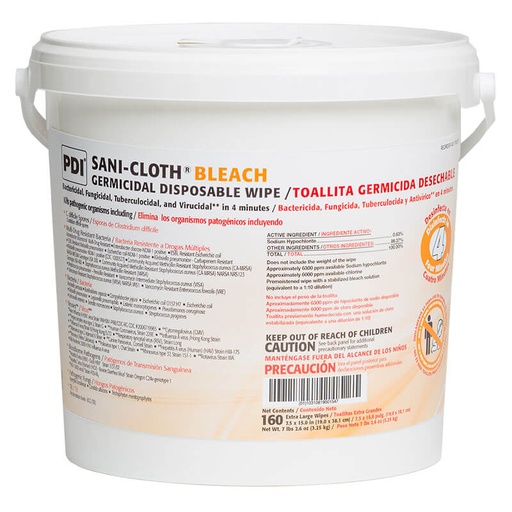 [P7007P] PDI Sani-Cloth® Bleach Germicidal Disposable Wipe Bleach Pail, 160 Sheets Per Pail